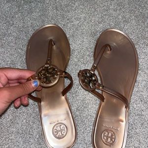 Gold Tory Burch jelly sandals never worn